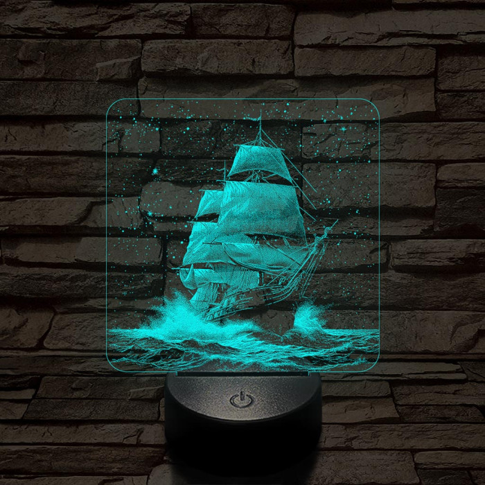 Tengert átszelő fregatt 7 színű valósághű 3D led lámpa