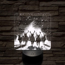 Hóban vágtázó szarvasok 7 színű valósághű 3D led lámpa