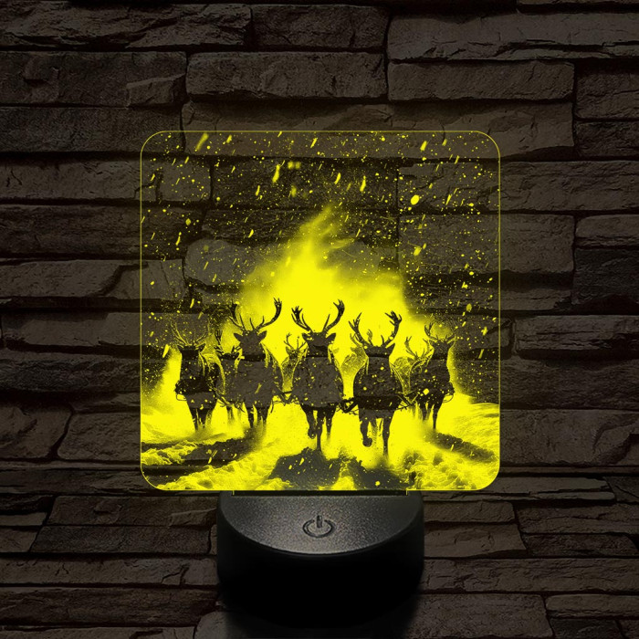 Hóban vágtázó szarvasok 7 színű valósághű 3D led lámpa