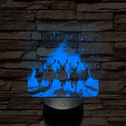 Hóban vágtázó szarvasok 7 színű valósághű 3D led lámpa