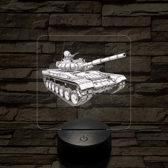Tank T-72 7 színű, valósághűen gravírozott 3D led lámpa
