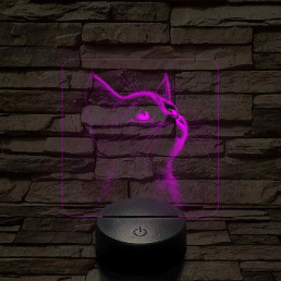 Cuki kiscica 7 színű valósághű 3D led lámpa