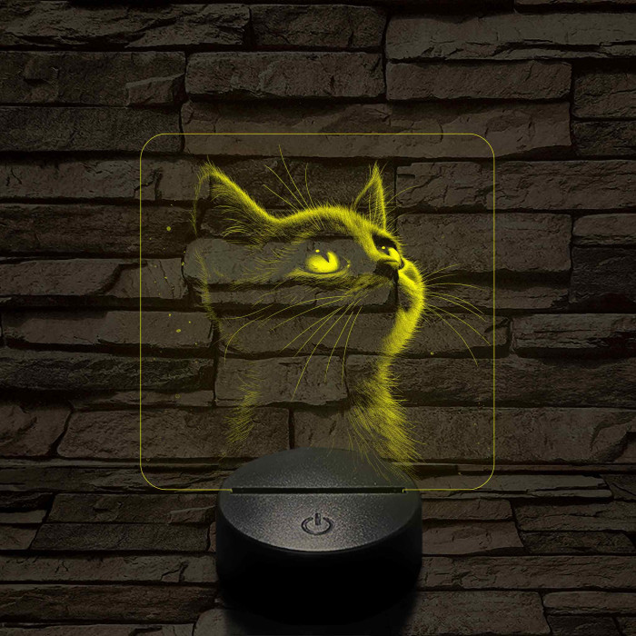 Cuki kiscica 7 színű valósághű 3D led lámpa