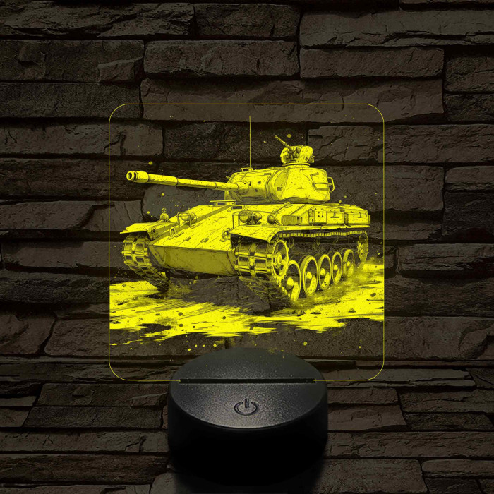 Tank T-34 7 színű, valósághűen gravírozott 3D led lámpa