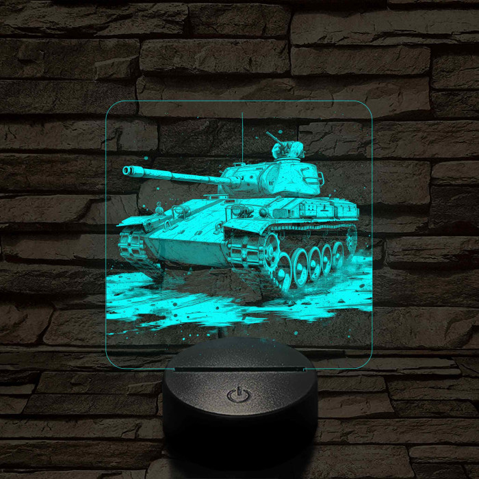 Tank T-34 7 színű, valósághűen gravírozott 3D led lámpa