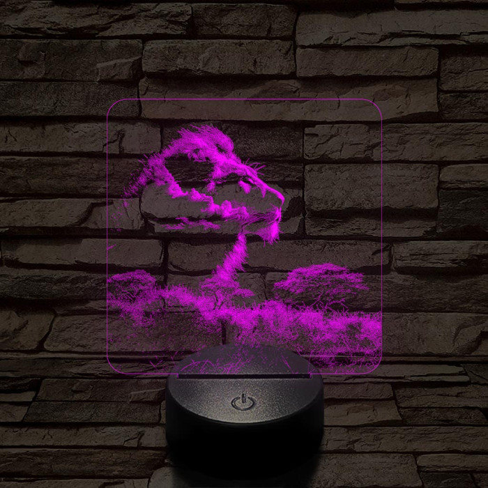 Oroszlán a szavannák királya 7 színű valósághű 3D led lámpa