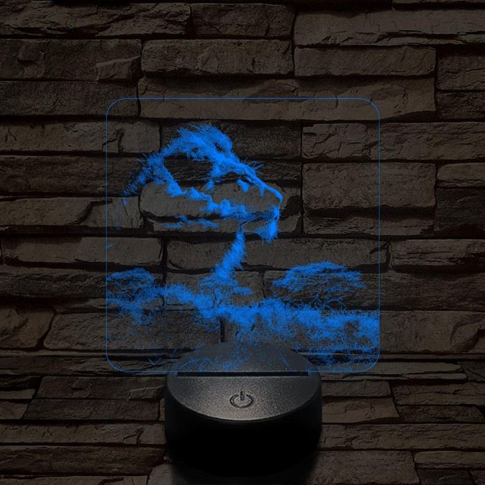 Oroszlán a szavannák királya 7 színű valósághű 3D led lámpa