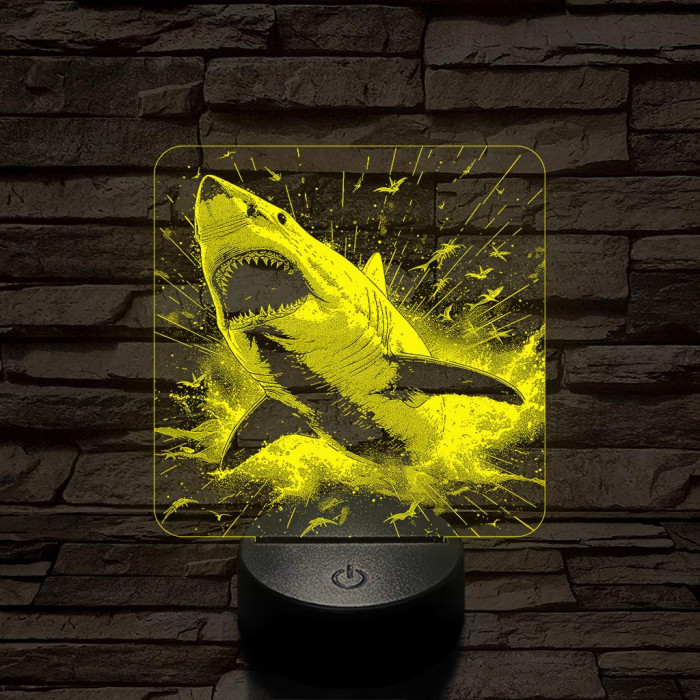 Támadó cápa 7 színű valósághű 3D led lámpa