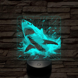 Támadó cápa 7 színű valósághű 3D led lámpa