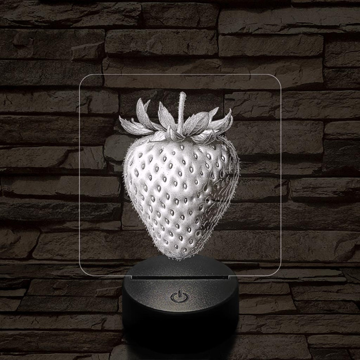 Zamatos eper 7 színű valósághű 3D led lámpa