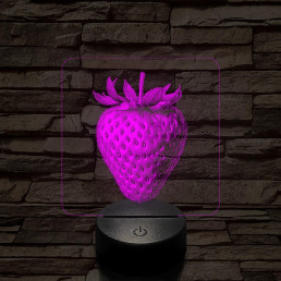 Zamatos eper 7 színű valósághű 3D led lámpa