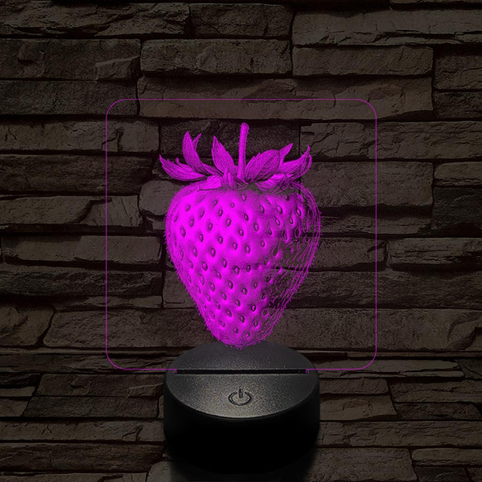 Zamatos eper 7 színű valósághű 3D led lámpa