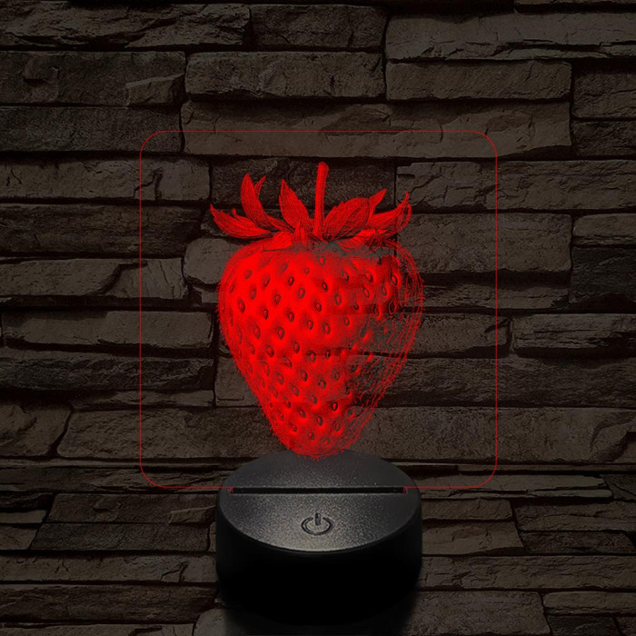 Zamatos eper 7 színű valósághű 3D led lámpa