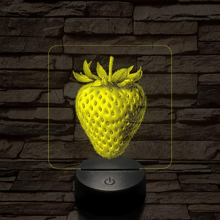 Zamatos eper 7 színű valósághű 3D led lámpa