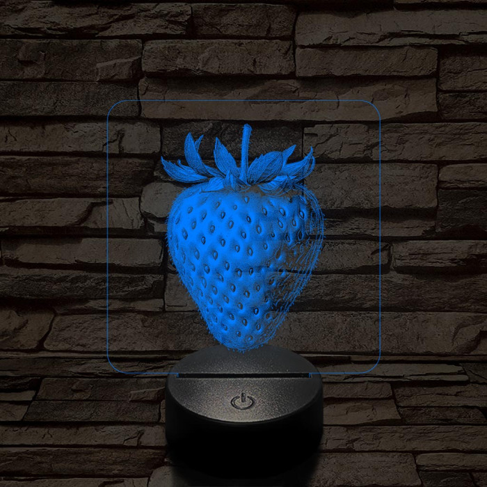 Zamatos eper 7 színű valósághű 3D led lámpa