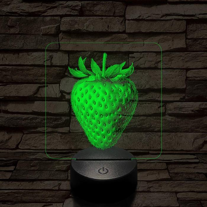 Zamatos eper 7 színű valósághű 3D led lámpa