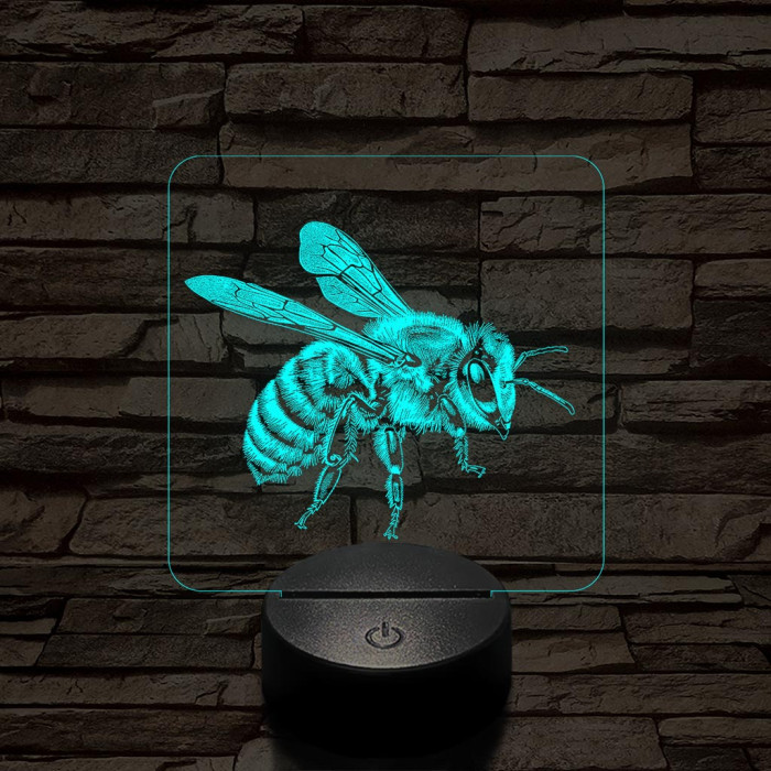 Méhecske 7 színű valósághű 3D led lámpa