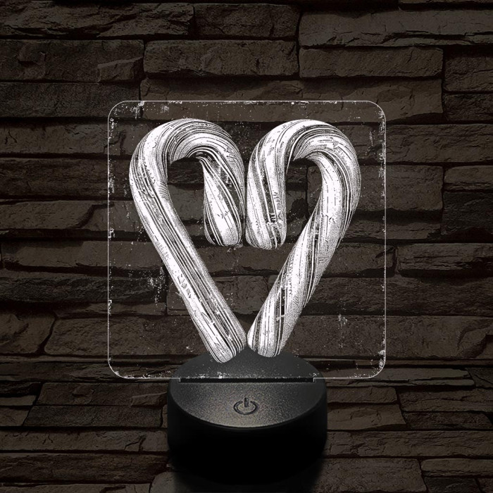 Szív cukorbot 7 színű valósághű 3D led lámpa