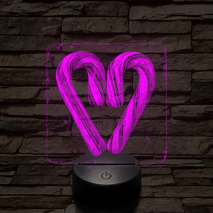 Szív cukorbot 7 színű valósághű 3D led lámpa