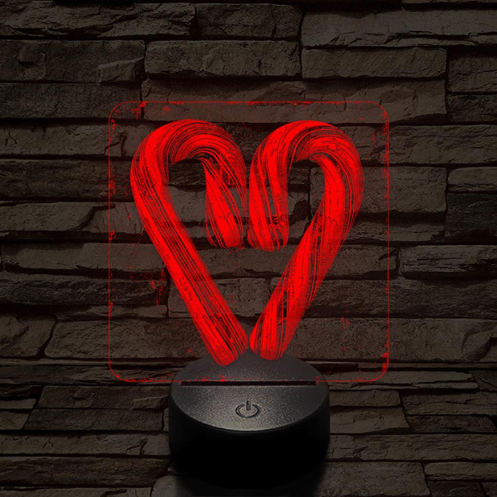 Szív cukorbot 7 színű valósághű 3D led lámpa