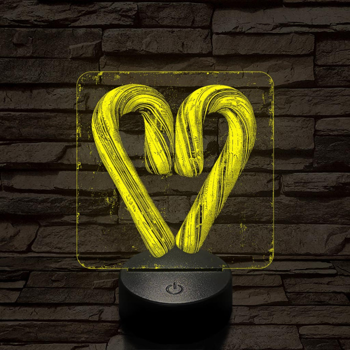 Szív cukorbot 7 színű valósághű 3D led lámpa