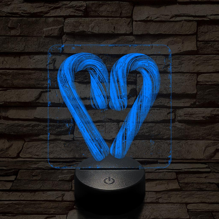 Szív cukorbot 7 színű valósághű 3D led lámpa