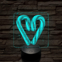 Szív cukorbot 7 színű valósághű 3D led lámpa