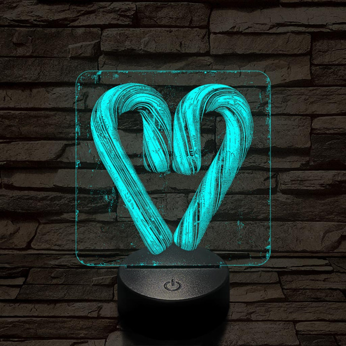 Szív cukorbot 7 színű valósághű 3D led lámpa