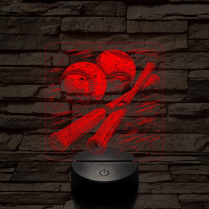 Baseball 7 színű valósághű 3D led lámpa