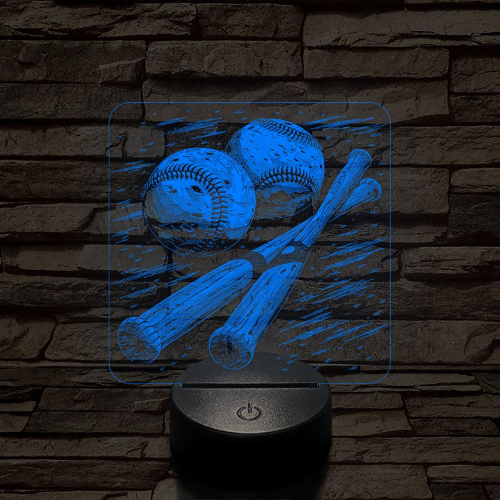 Baseball 7 színű valósághű 3D led lámpa