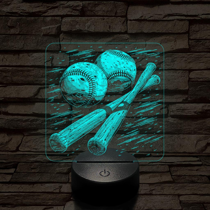 Baseball 7 színű valósághű 3D led lámpa