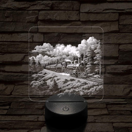 Erdei gőzmozdony 7 színű valósághű 3D led lámpa