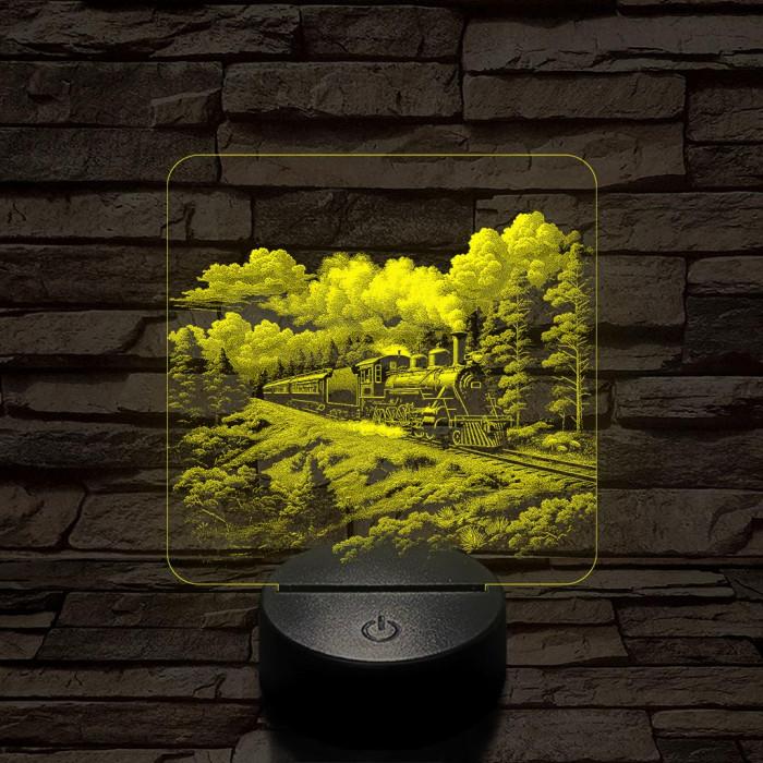 Erdei gőzmozdony 7 színű valósághű 3D led lámpa
