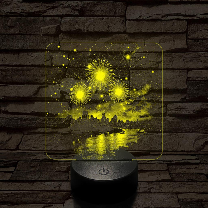 Újévi tüzijáték New York felett 7 színű valósághű 3D led lámpa