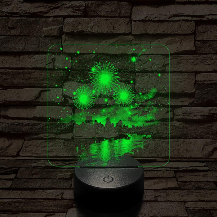 Újévi tüzijáték New York felett 7 színű valósághű 3D led lámpa