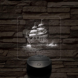 Három árbócos fregatt hajó 7 színű valósághű 3D led lámpa