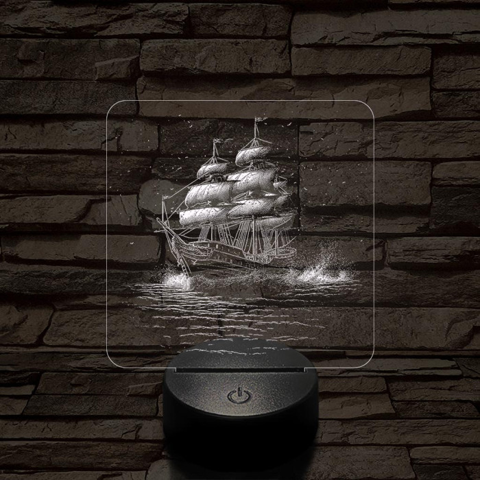 Három árbócos fregatt hajó 7 színű valósághű 3D led lámpa