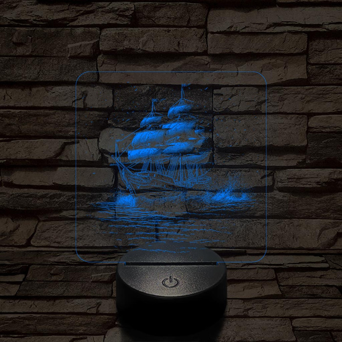 Három árbócos fregatt hajó 7 színű valósághű 3D led lámpa