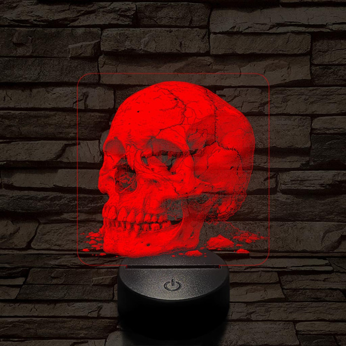 Az idő koponyája 7 színű valósághű 3D led lámpa