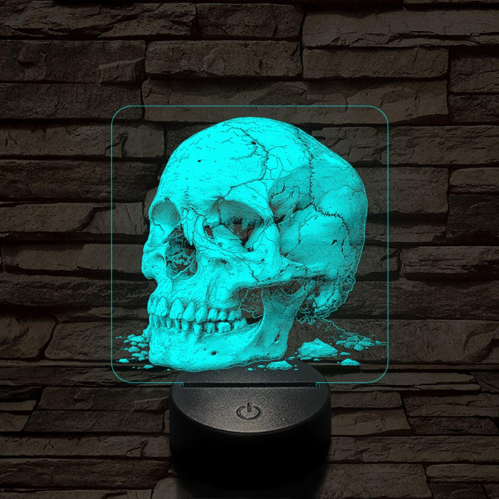 Az idő koponyája 7 színű valósághű 3D led lámpa