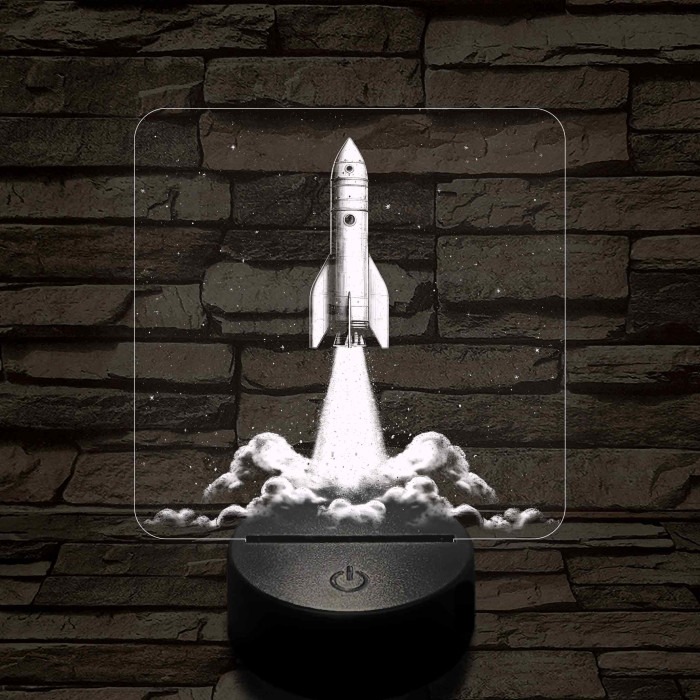 Űrrakéta kilövés közben 7 színű valósághű 3D led lámpa