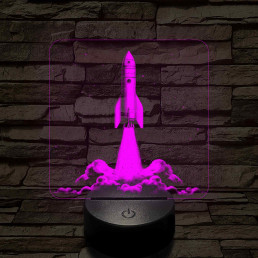 Űrrakéta kilövés közben 7 színű valósághű 3D led lámpa