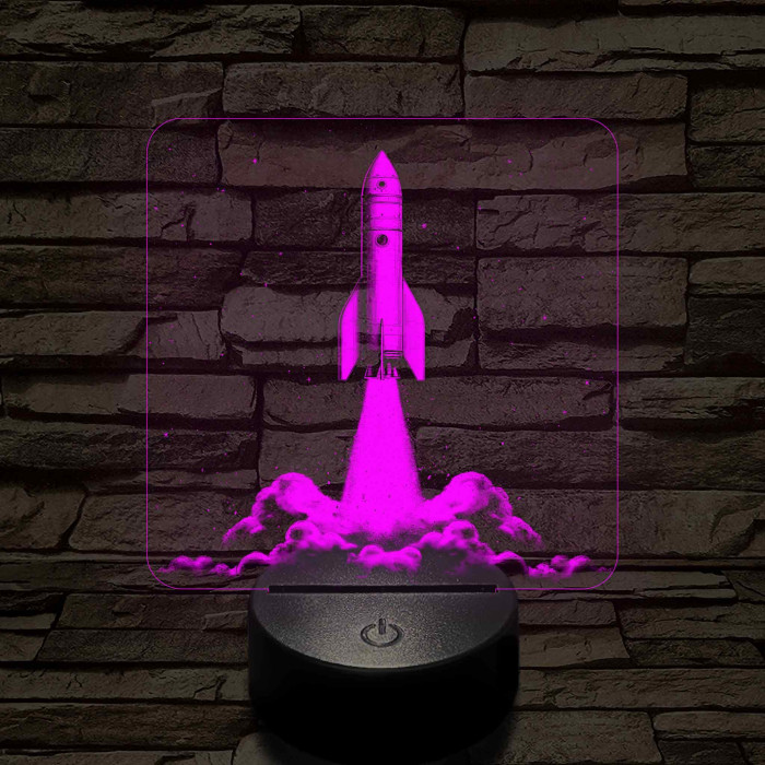 Űrrakéta kilövés közben 7 színű valósághű 3D led lámpa
