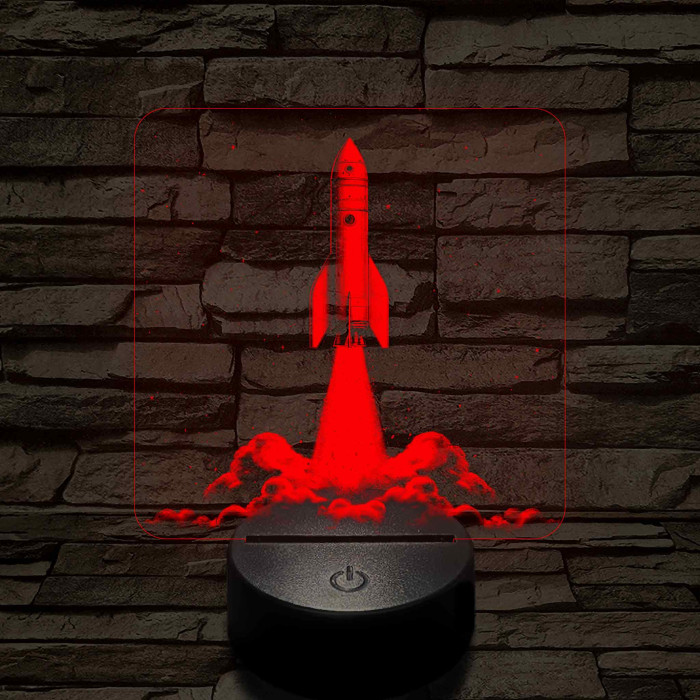 Űrrakéta kilövés közben 7 színű valósághű 3D led lámpa