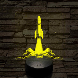 Űrrakéta kilövés közben 7 színű valósághű 3D led lámpa