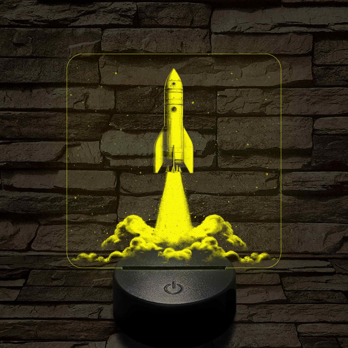 Űrrakéta kilövés közben 7 színű valósághű 3D led lámpa