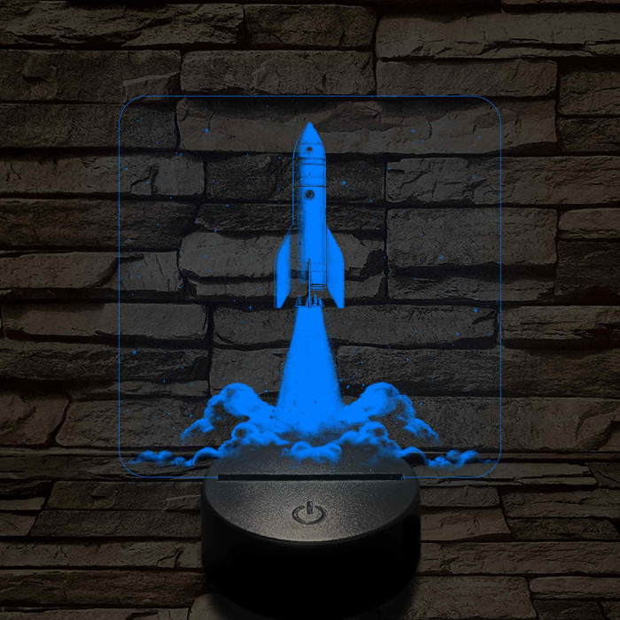 Űrrakéta kilövés közben 7 színű valósághű 3D led lámpa