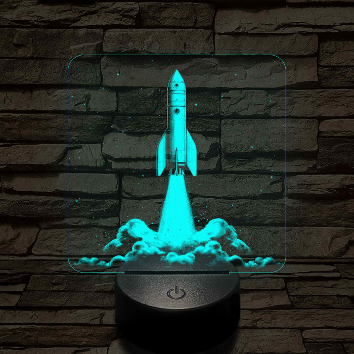 Űrrakéta kilövés közben 7 színű valósághű 3D led lámpa