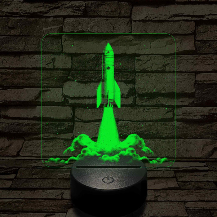 Űrrakéta kilövés közben 7 színű valósághű 3D led lámpa