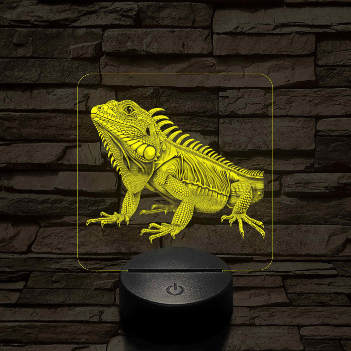 Iguána 7 színű valósághű 3D led lámpa